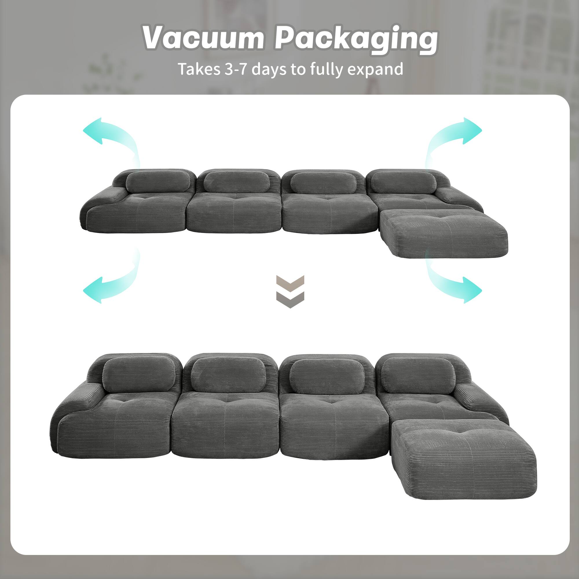 Vacuum Packaging  
Takes 3-7 days to fully expand
