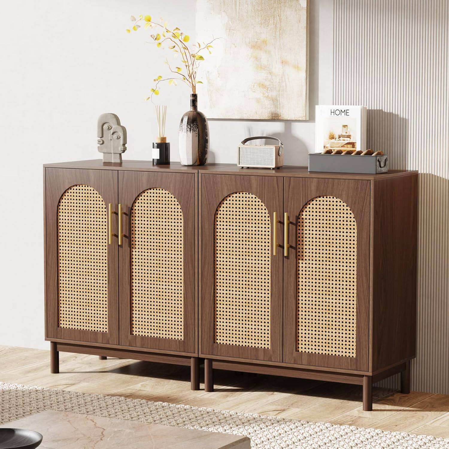 Tribesigns - Office Breakroom Storage Cabinet, For Organizing Items in Staff Breakrooms and Reception Areas - Brown