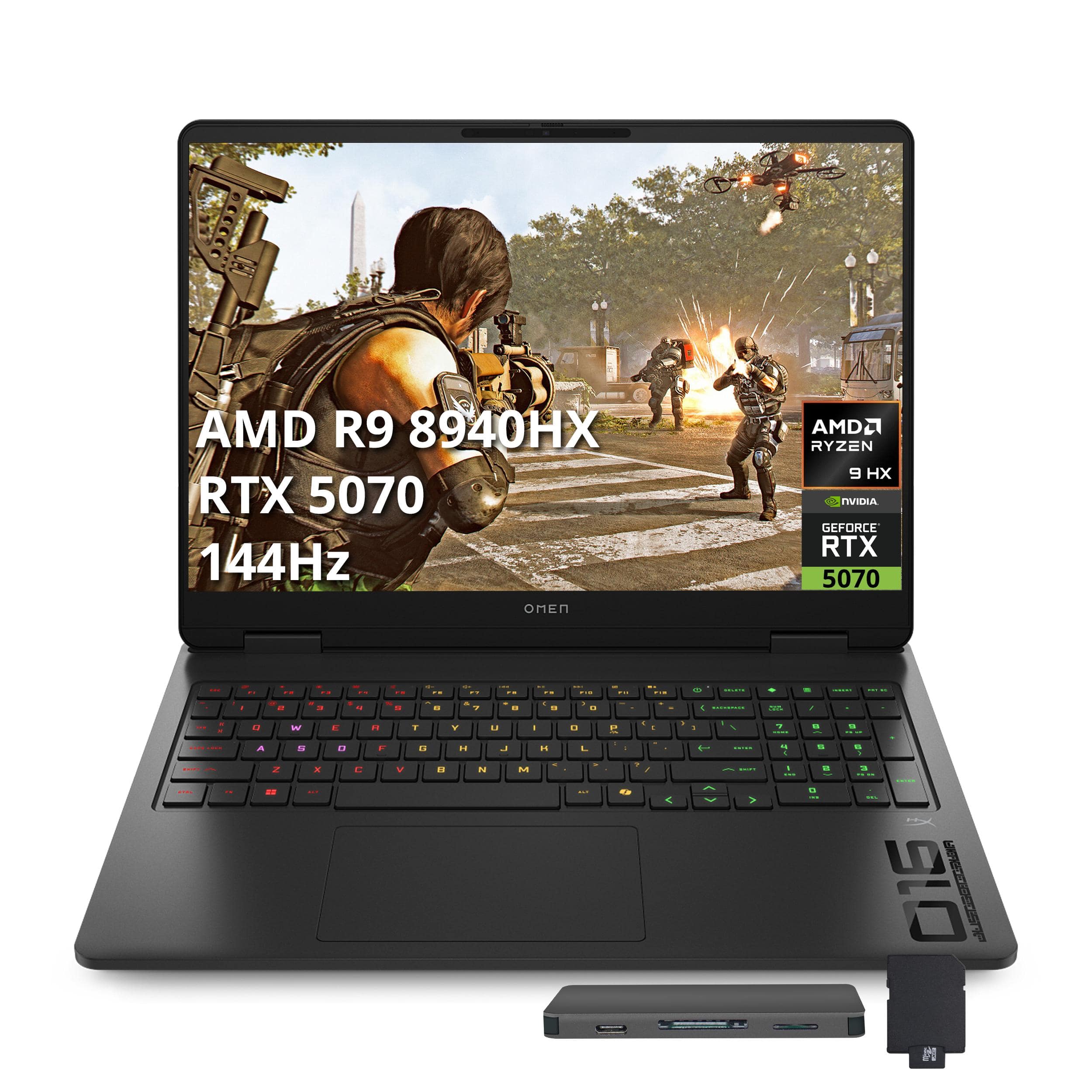 HP - Omen 16" FHD Gaming Laptop,AMD Ryzen 9 8940HX,GeForce RTX 5070,16GB DDR5,1TB SSD+1TB Docking Station,Win 11 - Black