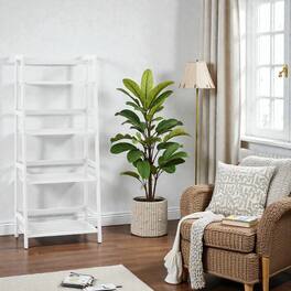 Hivvago - 4-Tier 47.5" Bamboo Storage Shelf and Bookcase Organizer - White