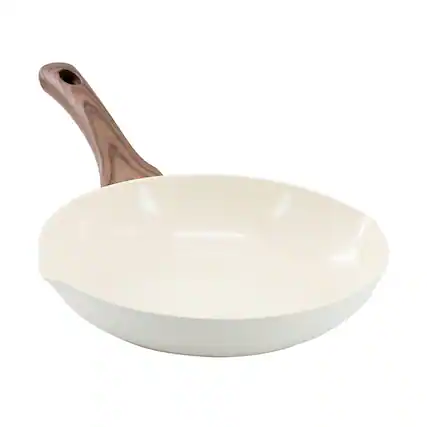 Front. Oster - Oster Amberg Choice 8 Inch Ceramic Nonstick Forged Aluminum Frying Pan in Off-White - Off-White.