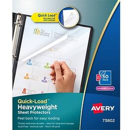 Avery - Quick Load Heavyweight Sheet Protectors, 8-1/2" x 11", Acid-Free, 50/Box - Diamond Clear