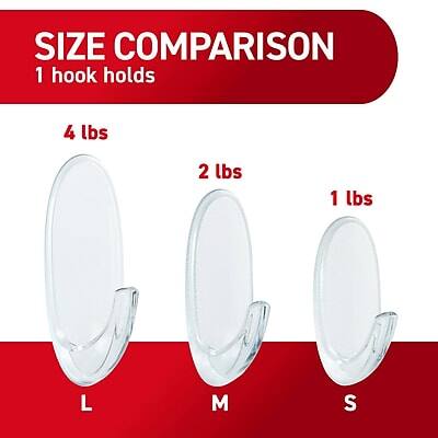 SIZE COMPARISON  
1 hook holds

4 lbs  
L

2 lbs  
M

1 lbs  
S