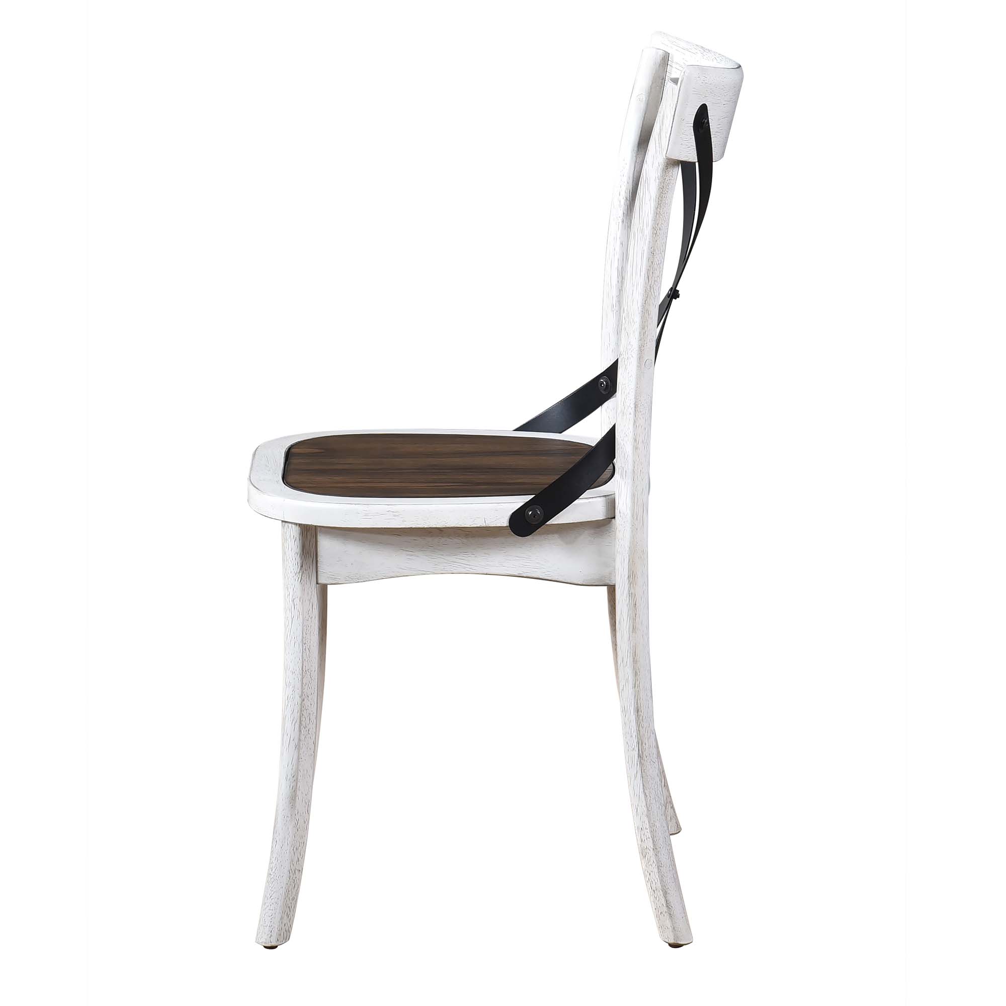 Left. Lirago - 21 Inch Rustic Farmhouse Dining Chairs Set of 2 Solid Wood Frame Metal X Back Vintage Side Chairs - Antique Dark Oak,Antique White.