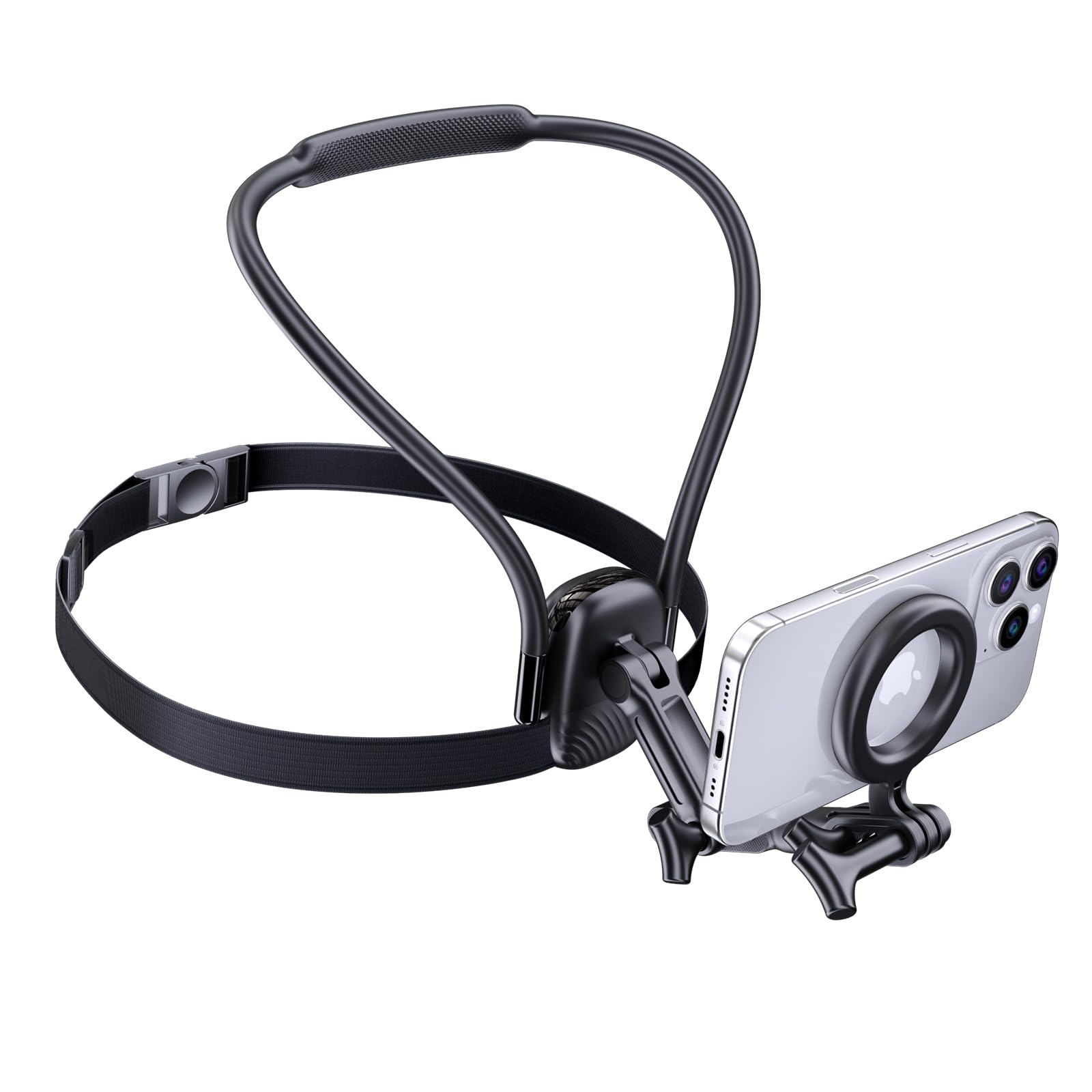 Alt View 5. TECH SAFARI - Magnetic Phone Holder Neck Mount  Hands Free Chest Stand With Fixed Strap For Camera   Pov Selfie Filming - Default.