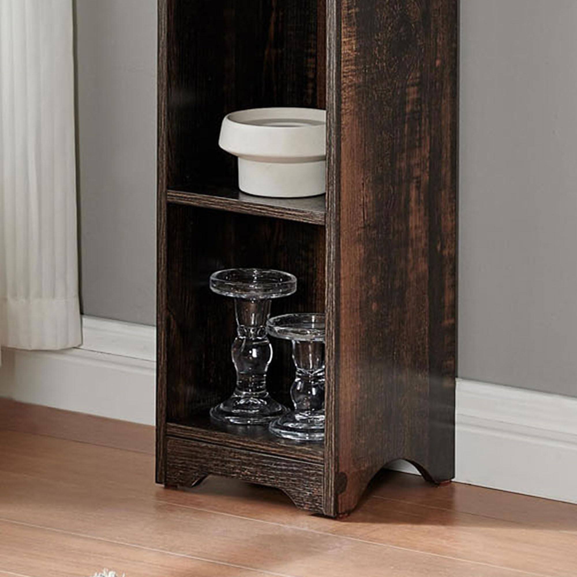 Alt View 1. Kings Brand Furniture - Kings Brand Furniture Mora 6-Tier Tall Narrow Slim Bookcase, Antique White - Black.