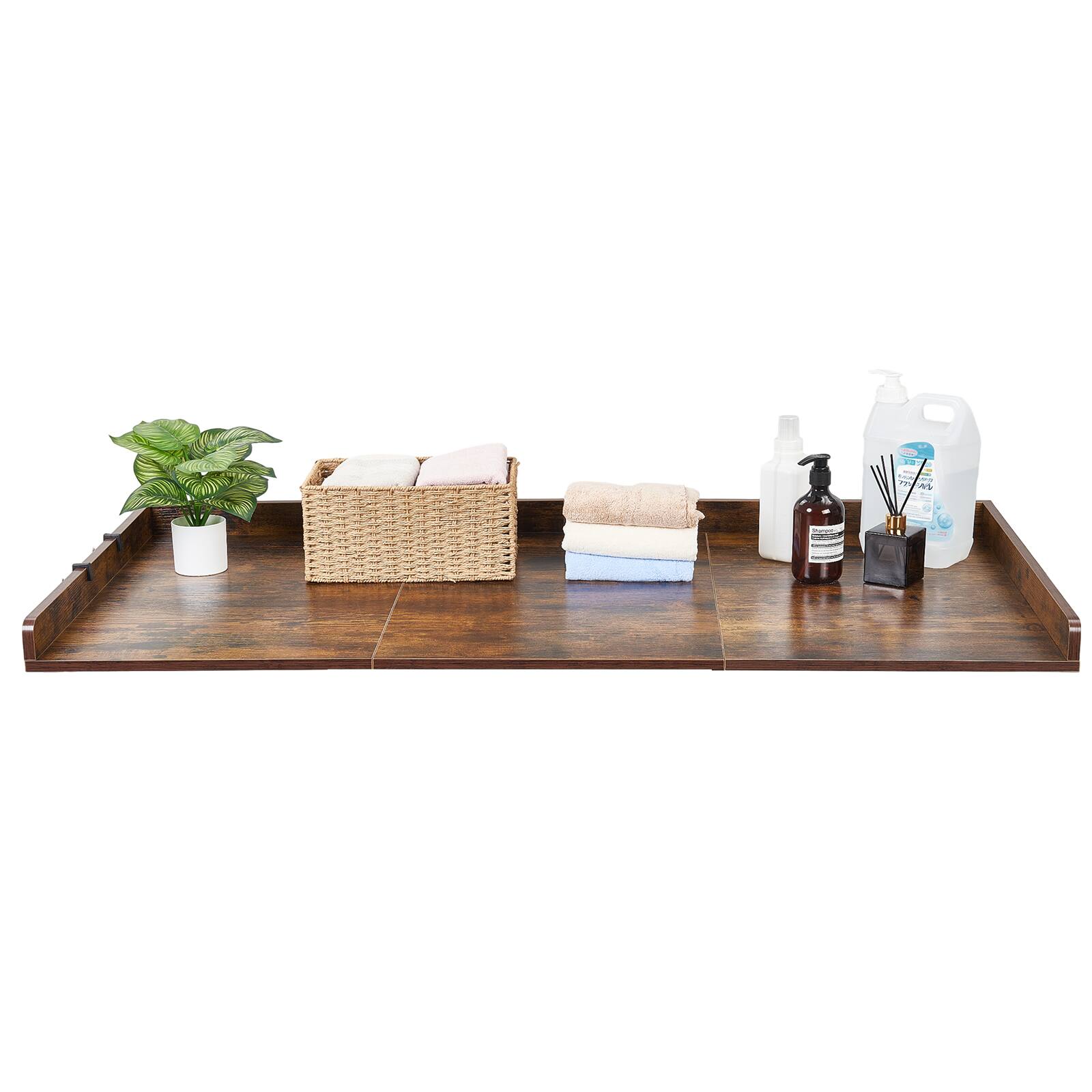 Alt View 5. VEVOR - Washer Dryer Countertop,54 x 27.5 in Wooden Washer and Dryer Topper with Edge & 2 Hooks, Water-Resistant Laundry Machine - Brown.