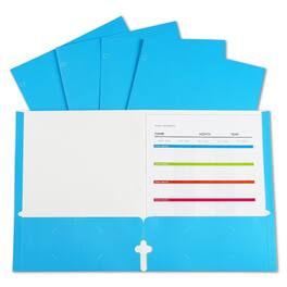 C-line - 2-Pocket Laminated Paper Portfolios with 3-Hole Punch, Blue, Box of 25