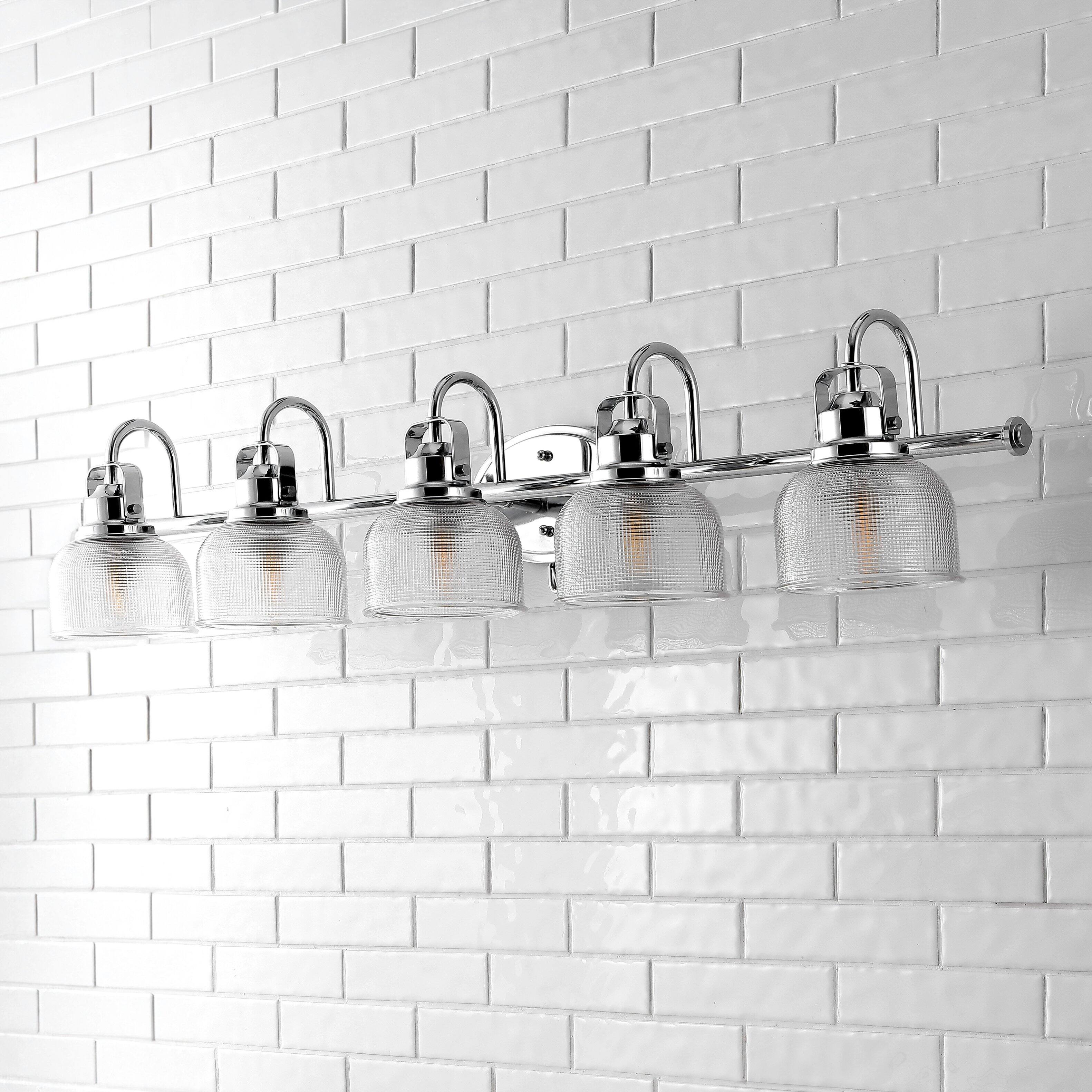 Alt View 5. Jonathan Y - Virginia 42.75" 5-Light Metal/Glass LED Vanity Light, Chrome - Chrome.