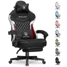 GTPlayer - Gaming Chair Fabric Computer Office Chair with Linkage Armrests High Back Desk Chair - BlackRed