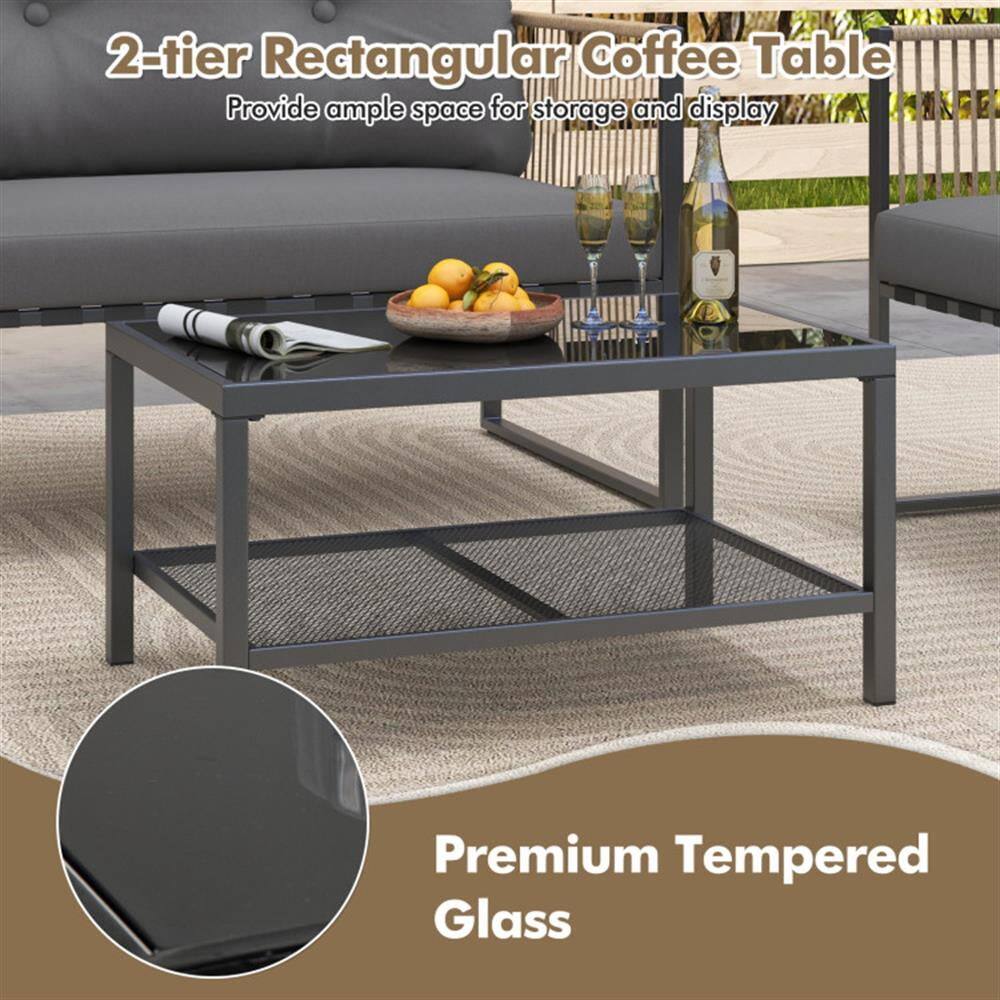 2-tier Rectangular Coffee Table  
Provide ample space for storage and display  

Premium Tempered Glass