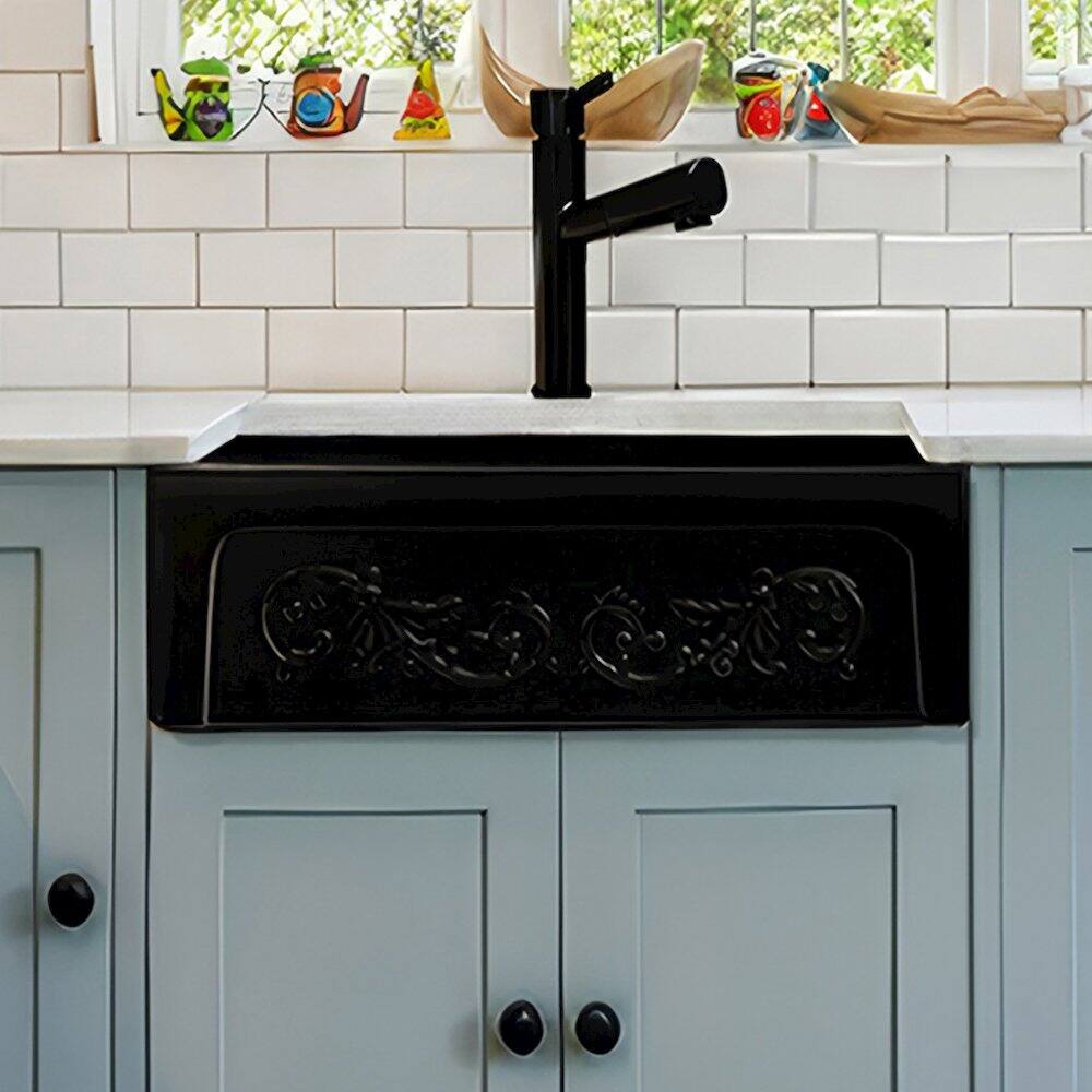 Alt View 1. Whitehaus - Glencove St. Ives 33" Front Apron Fireclay Sink - Black.