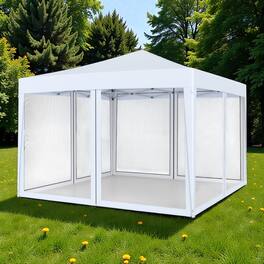 Hivvago - 10x10 Ft Quick Assembly Canopy Tent with Protective Mesh Walls - White
