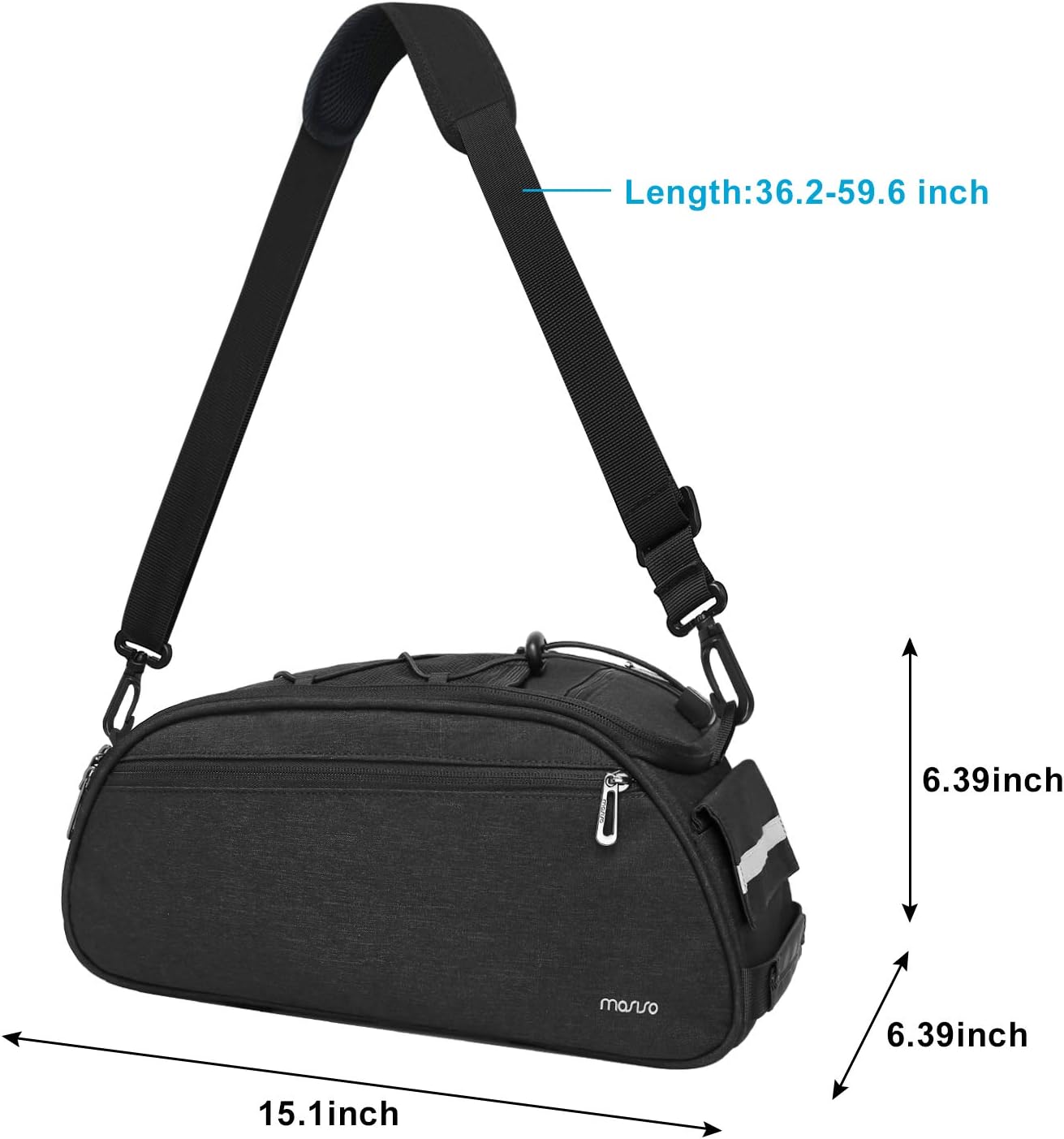 Length: 36.2-59.6 inch  
6.39 inch  
6.39 inch  
15.1 inch