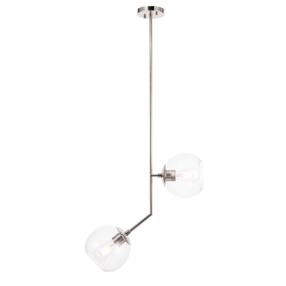 Alt View 10. Living District - Ryland 2 Light Chrome And Clear Glass Pendant - Chrome And Clear Glass.
