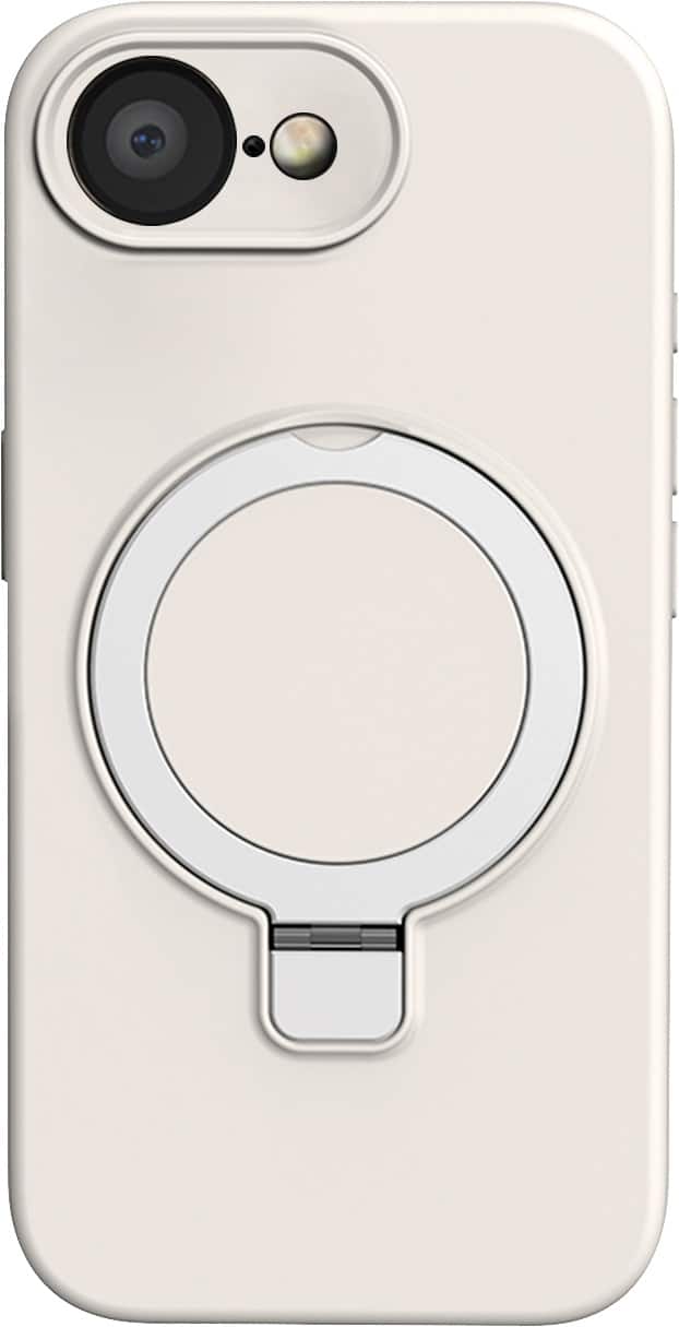 Front. SaharaCase - Venture Series Silicone Kickstand Case for Apple iPhone 16e - Pearl White.