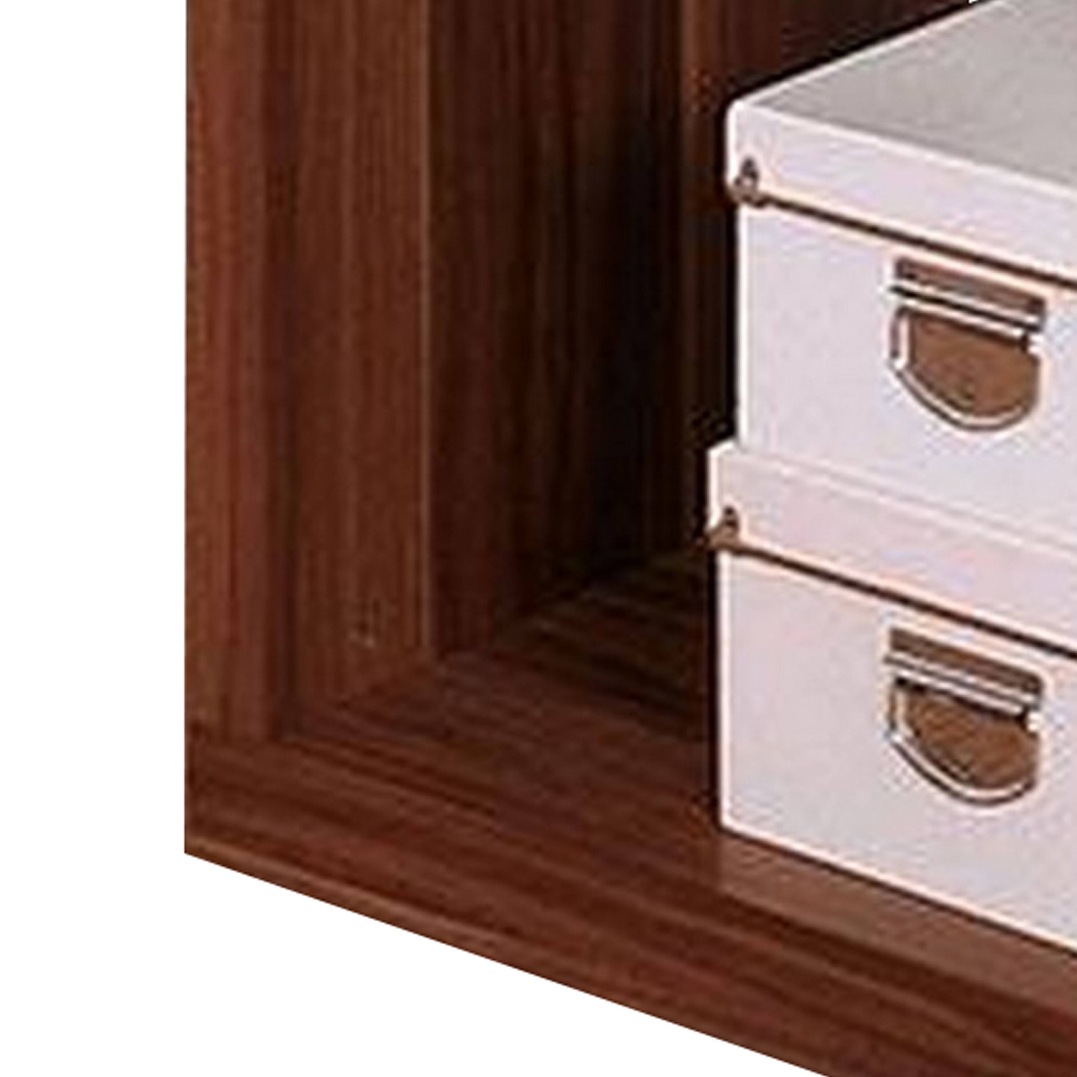 Alt View 3. Manhattan Lane - Bere 47 Inch Sofa Table with Black Glass Top, Open Shelves, Brown Wood - Brown, Black.