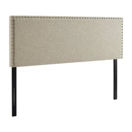 FurniFact - Upholstered Queen Headboard with Fabric Finish and Sturdy Construction - Beige