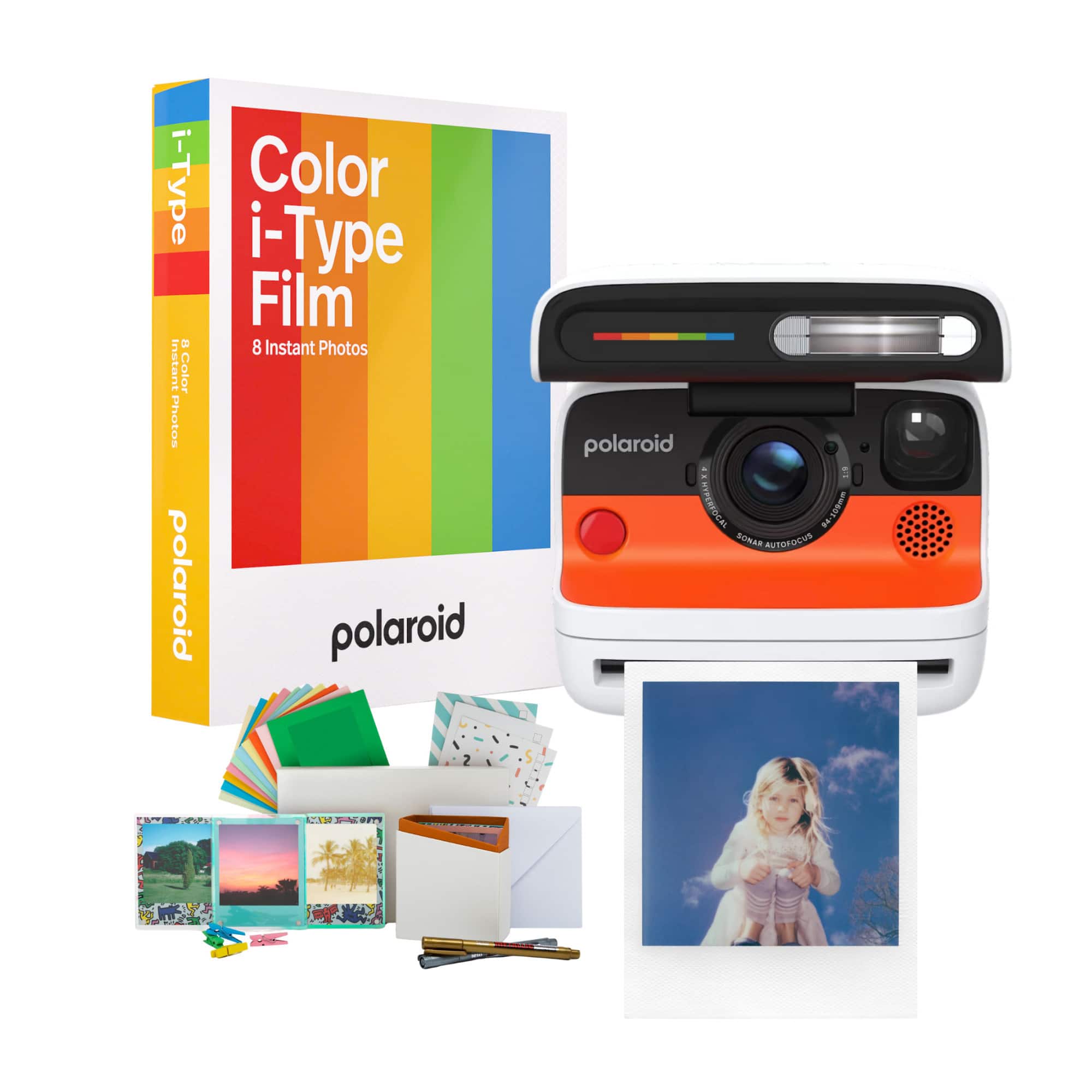 Polaroid Originals - Polaroid Flip Instant Camera with Sonar Autofocus and Accessories Bundle - White