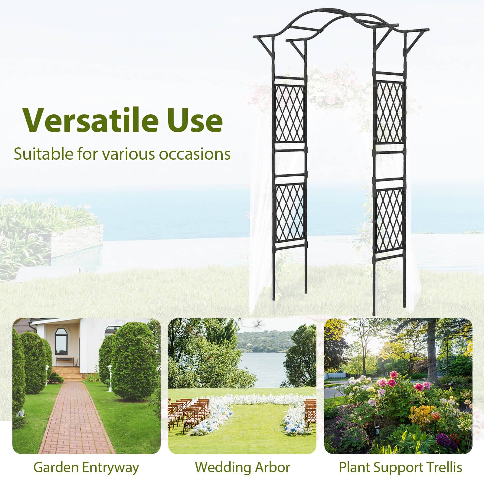 Versatile Use  
Suitable for various occasions  

- Garden Entryway  
- Wedding Arbor  
- Plant Support Trellis