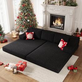 Yardgrace - Pull Out Queen Sofa Bed with Wide Armrest & Thick Cushion, 2-in-1 Convertible Couch, No Assembly Needed - Black