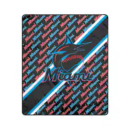 Pegasus - Miami Marlins 60" x 70" Diagonal Lined Wordmark Ultra Soft Blanket - Multicolor