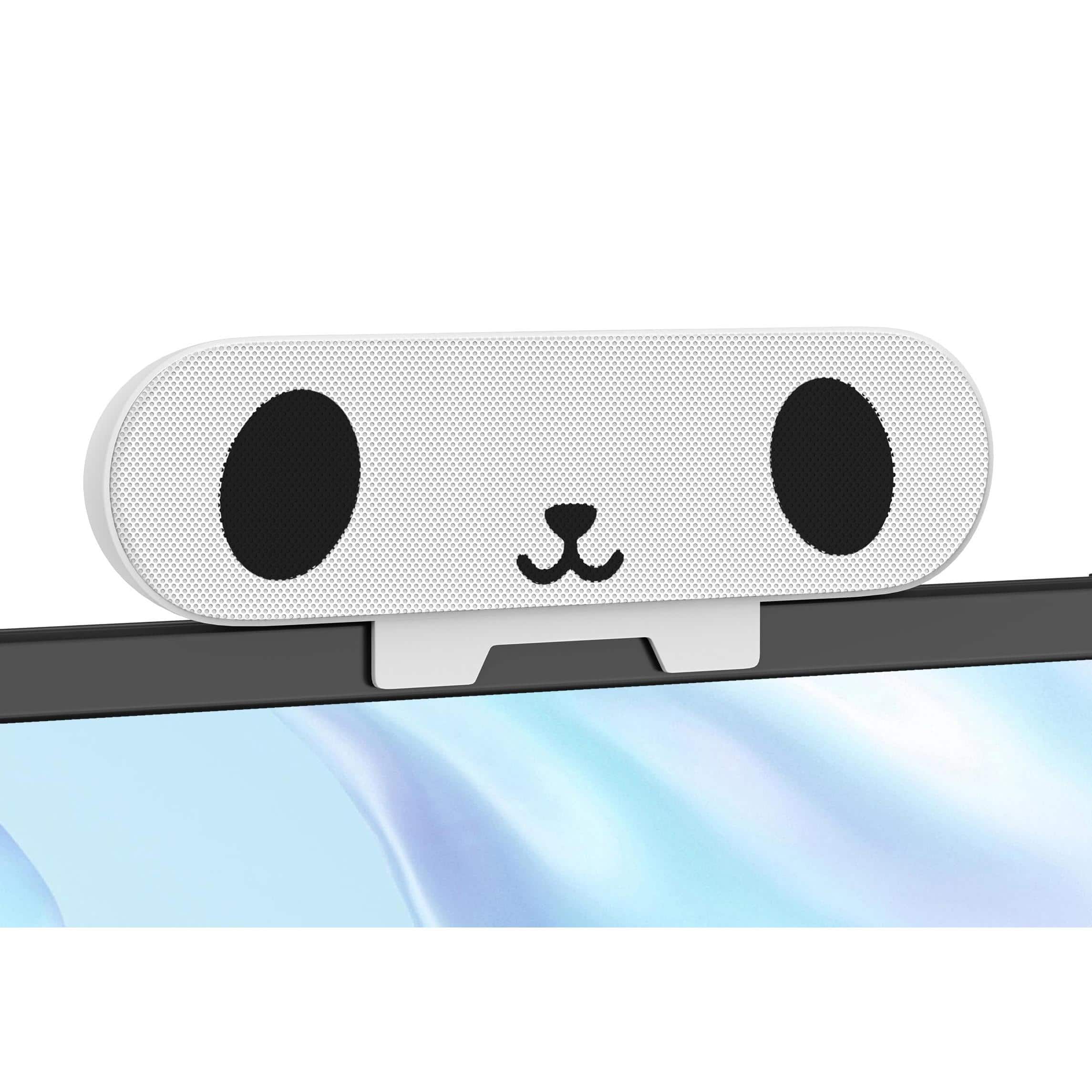 Cedar Assembly - Computer Speakers For Desktop Monitor Single Pc Laptop With Loud Sound Volume Control Easily Clamps To Mo - White