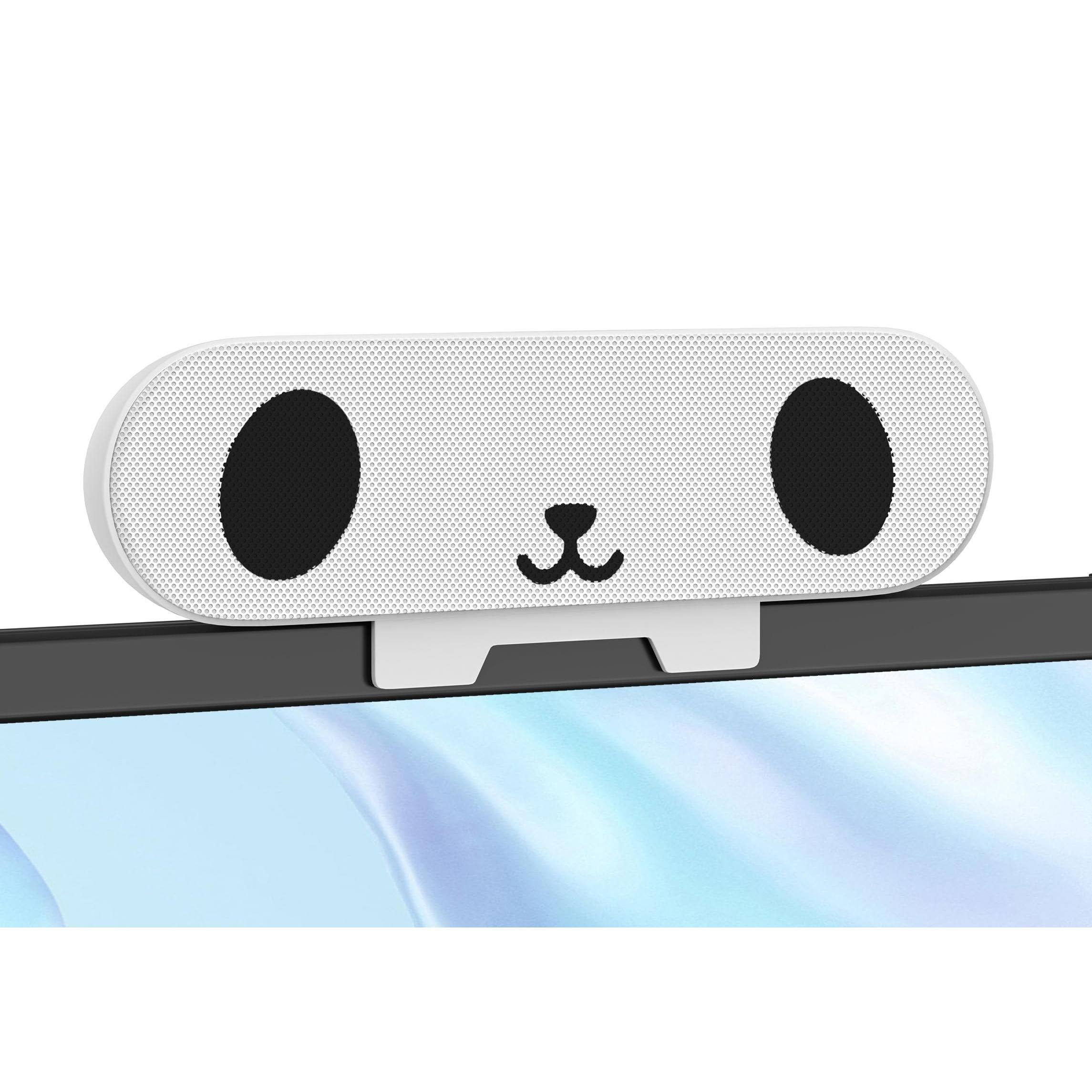 Cedar Assembly - Computer Speakers For Desktop Monitor Single Pc Laptop With Loud Sound Volume Control Easily Clamps To Mo - White