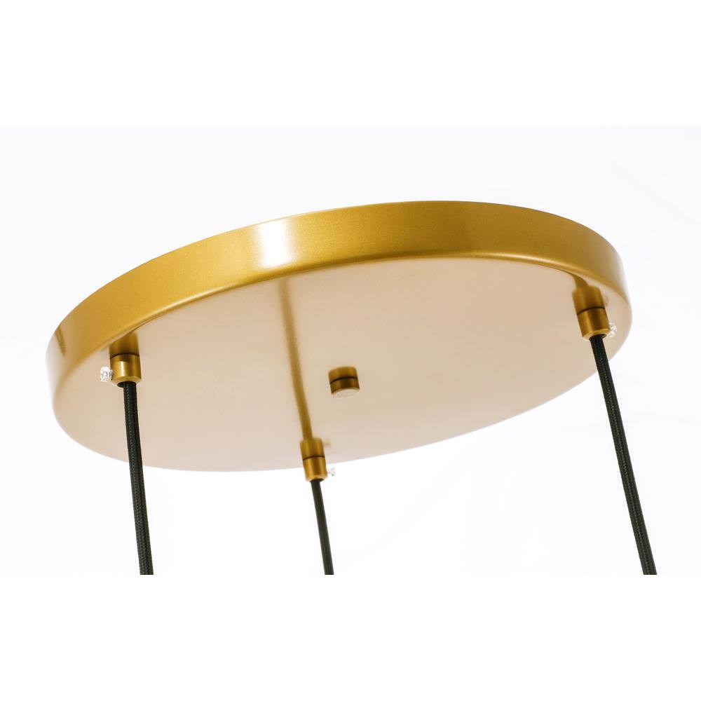 Alt View 7. Living District - Gene 3 light Brass and Frosted white glass pendant - Brass And Frosted White Glass.