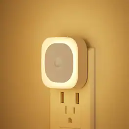 Dazzed Corner - 2 Pack Dimmable Plug-in Night Light with Motion & Dusk to Dawn Sensor, Auto ON/Off - Warm White