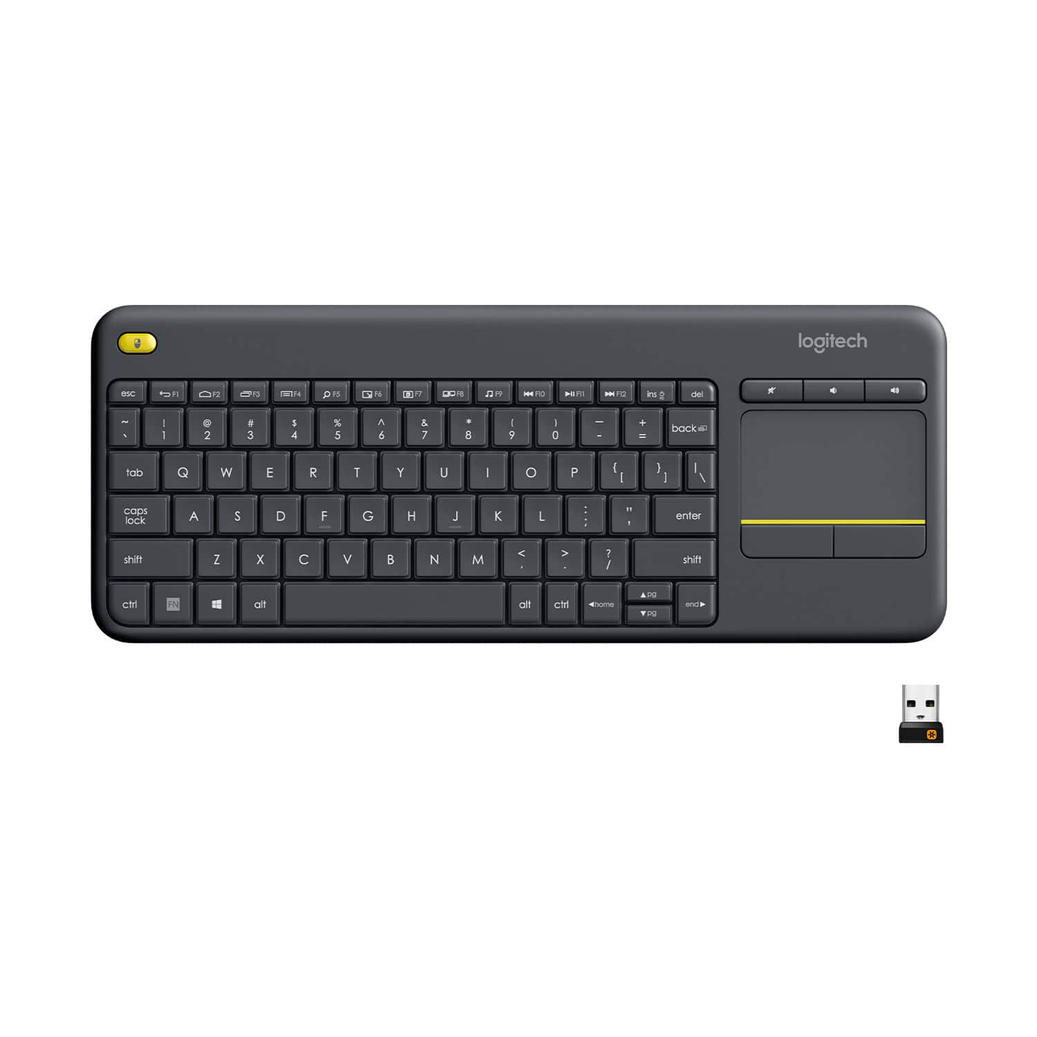 Logitech - K400 Plus TKL Wireless Membrane Keyboard for PC/TV/Laptop/Tablet with Built-in Touchpad - Black - Front_Zoom