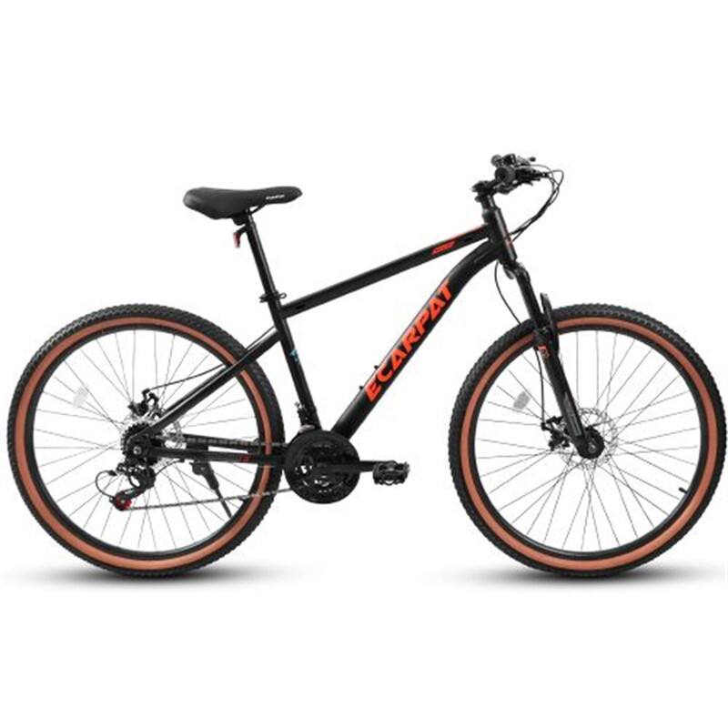 Alt View 3. HTUTWOO - 24 Inch Teenager Mountain Bike - High Carbon Steel Frame, Disc Brakes, Durable Design, Brown Edge Tires for Commuting - Red+Black.