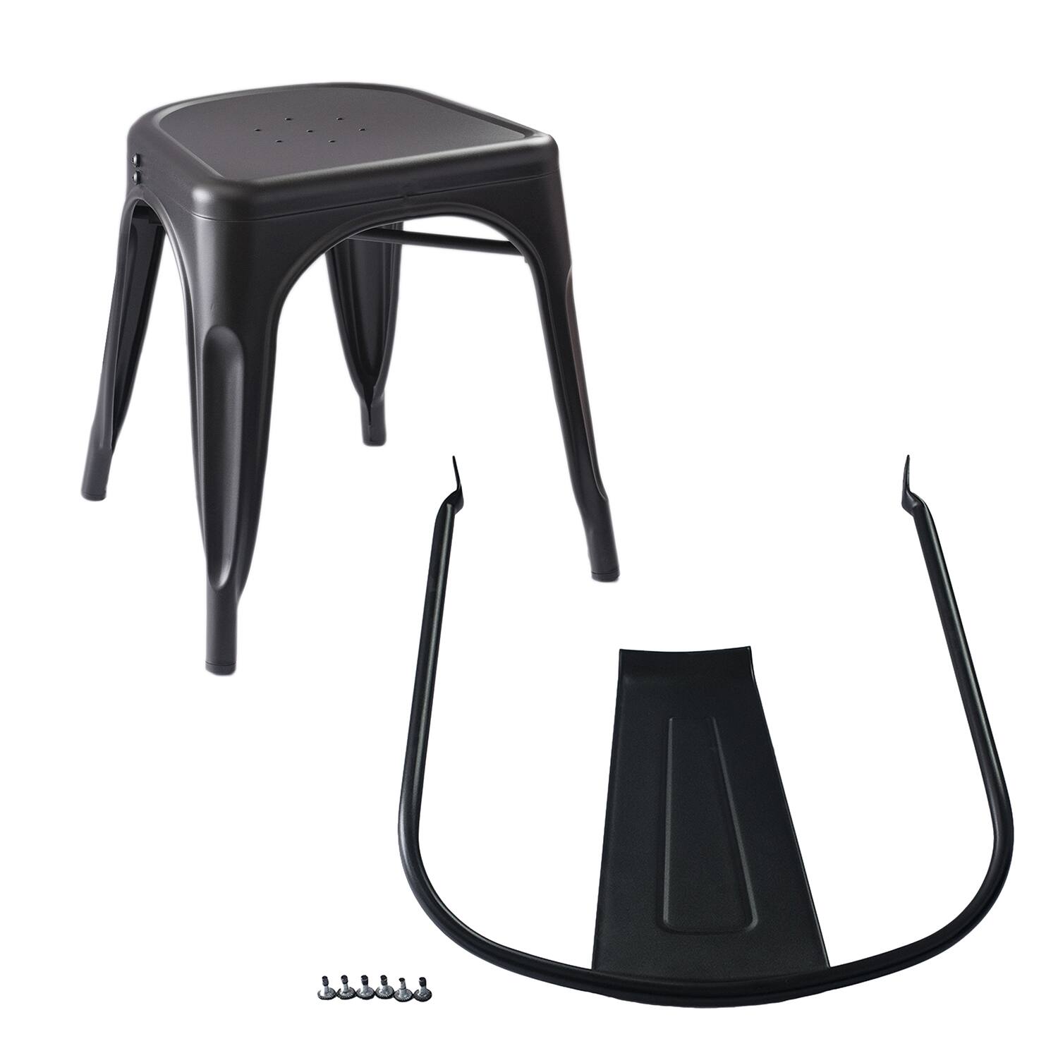 Alt View 1. VENI HOME - Metal Indoor-Outdoor Chairs Distressed Style Kitchen Dining Chairs Stackable Side Chairs with Back Set of 4 - Black.