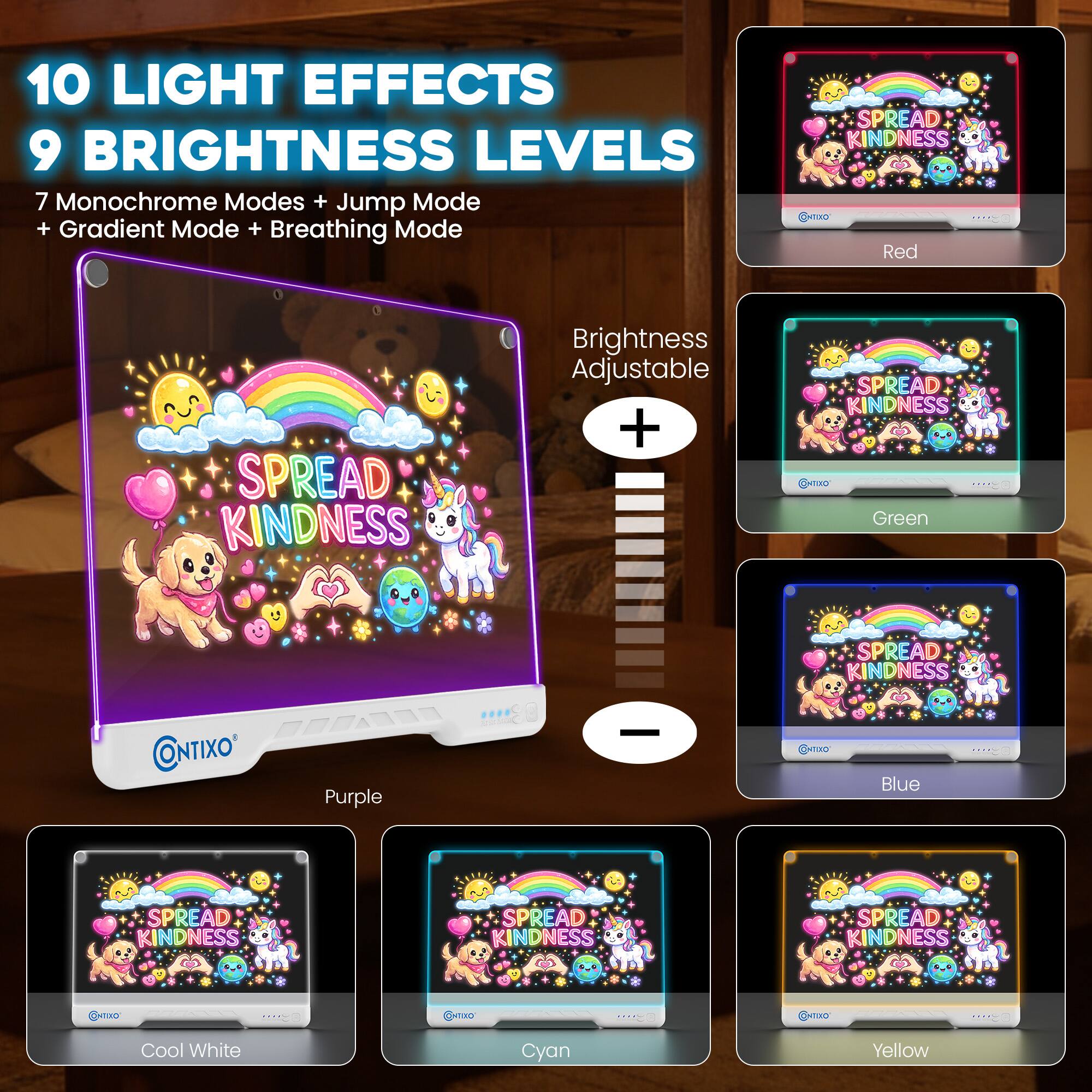 WB1 LED Drawing Board for Kids, Light Up Acrylic Tablet with 12