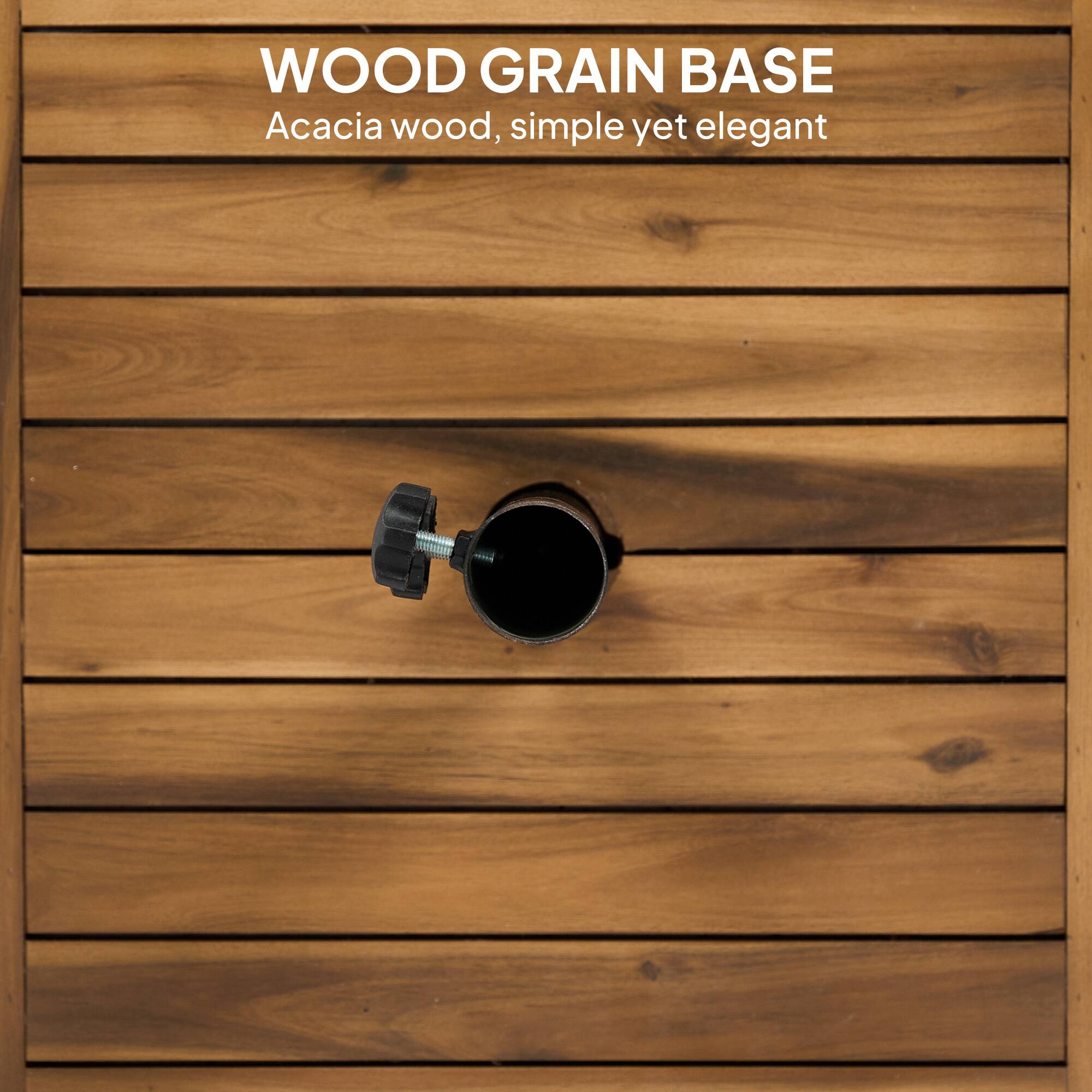 WOOD GRAIN BASE  
Acacia wood, simple yet elegant