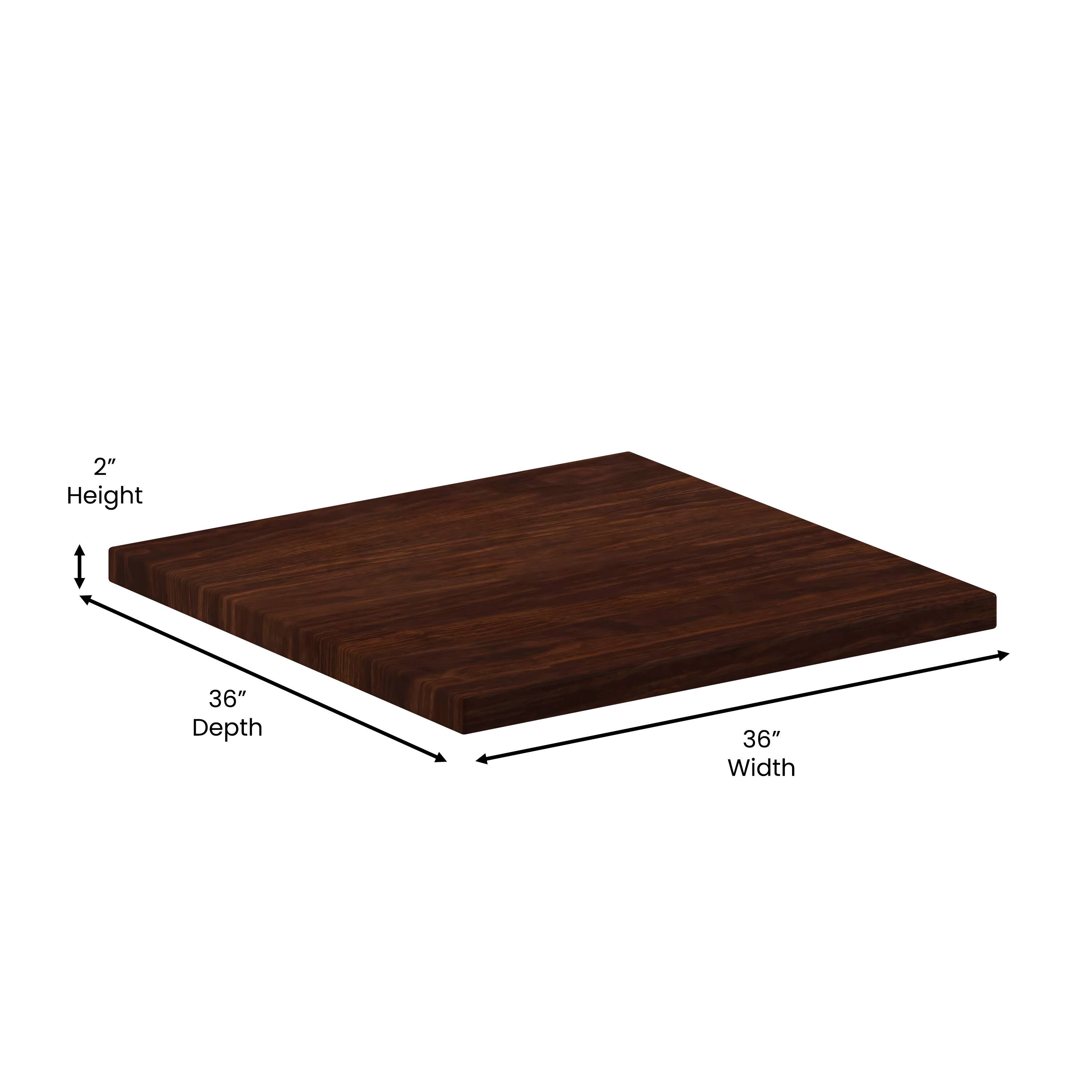 2" Height  
36" Depth  
36" Width