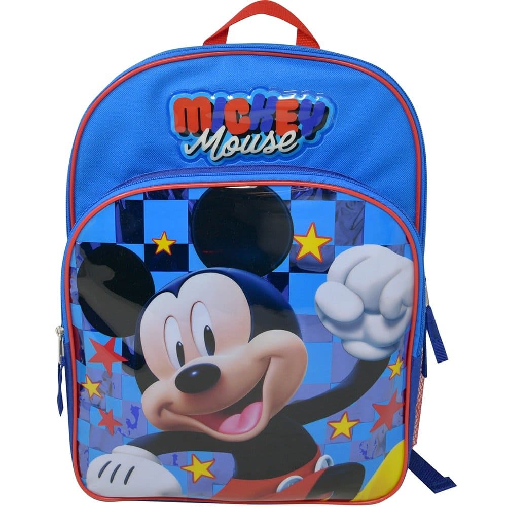 Disney - Mickey Mouse 16" Blue School Backpack with a Large Front Pocket - Multicolored