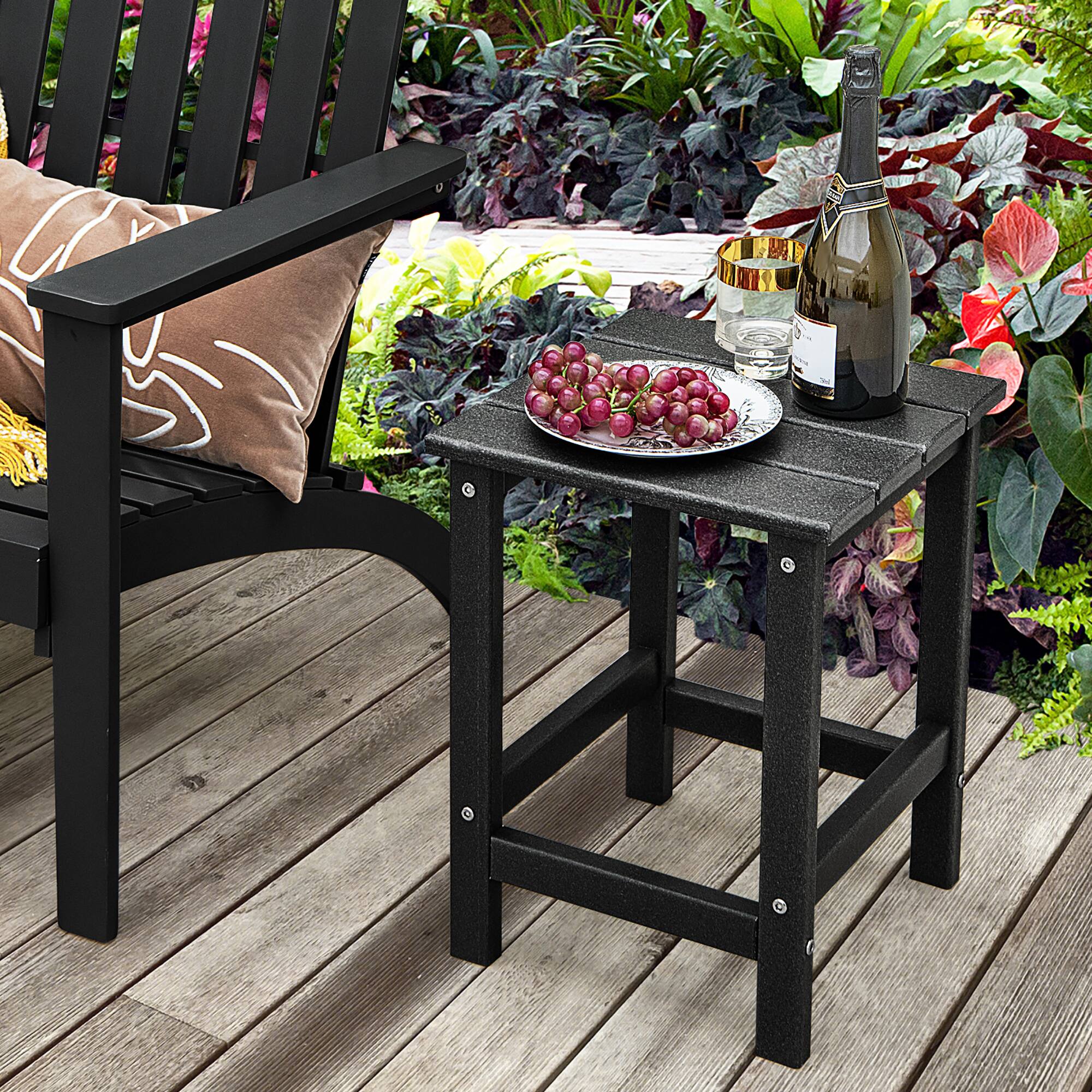 Alt View 1. Costway - Costway 14" Patio Adirondack Side End Table HDPE Square Weather Resistant Garden - Black.