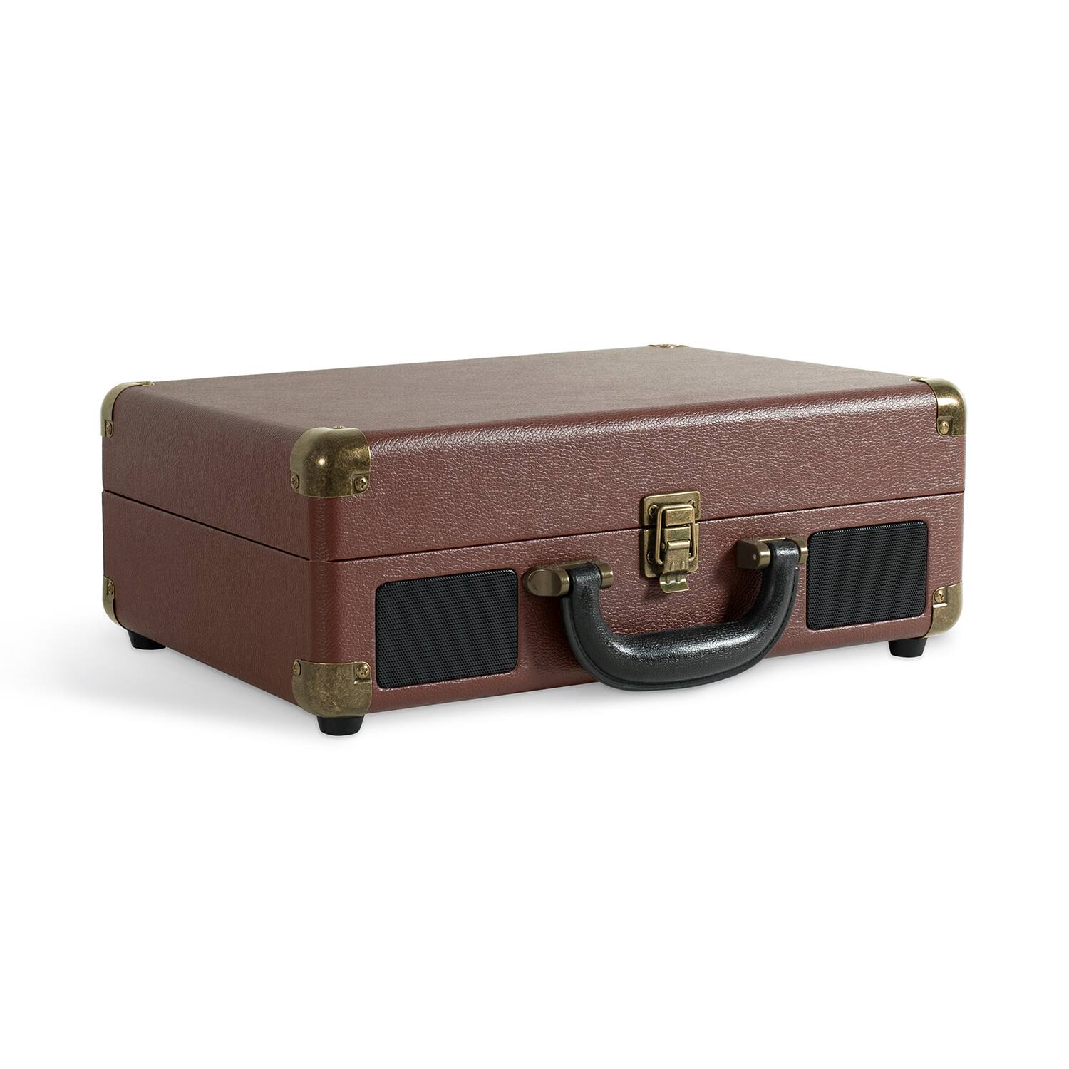 Alt View 1. Victrola - Bluetooth Suitcase Record Player with 3-speed Turntable - Dark Brown.