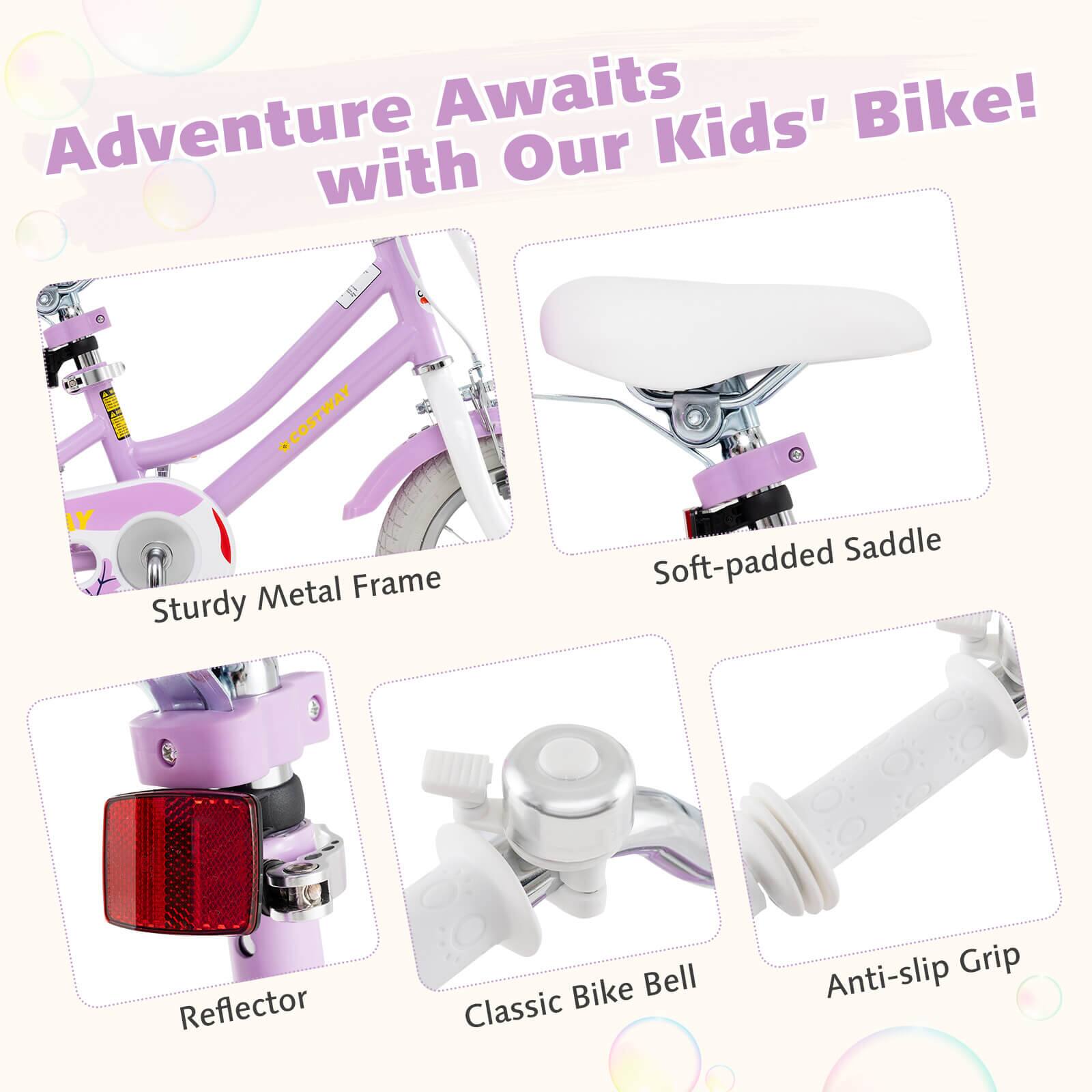 Adventure Awaits with Our Kids' Bike!

- Sturdy Metal Frame
- Soft-padded Saddle
- Reflector
- Classic Bike Bell
- Anti-slip Grip