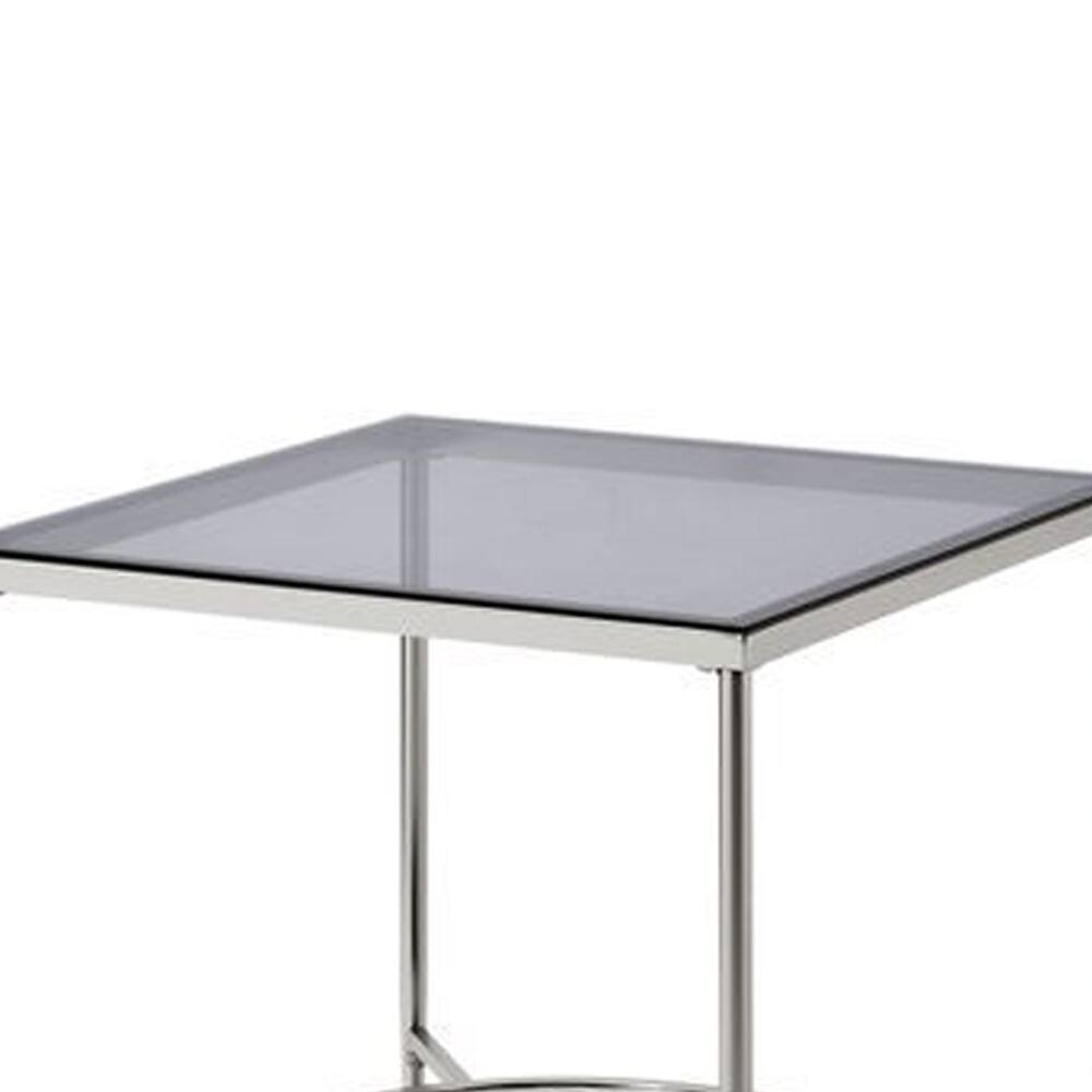 Alt View 2. Manhattan Lane - End Table with Textured Round Shelf - Silver.