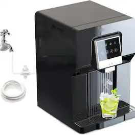 Parrot Uncle - 2-in-1 Countertop Water Dispenser with Ice Maker, 26lbs - Black