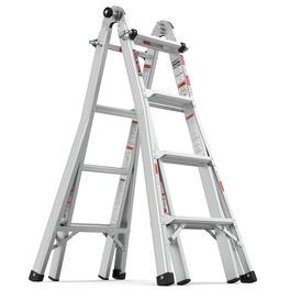 ELEMENT ACE - 17-Foot Multi-Position Foldable Ladder with A-Frame and Straight Configurations, Heavy-Duty ANSI Certified - Gray