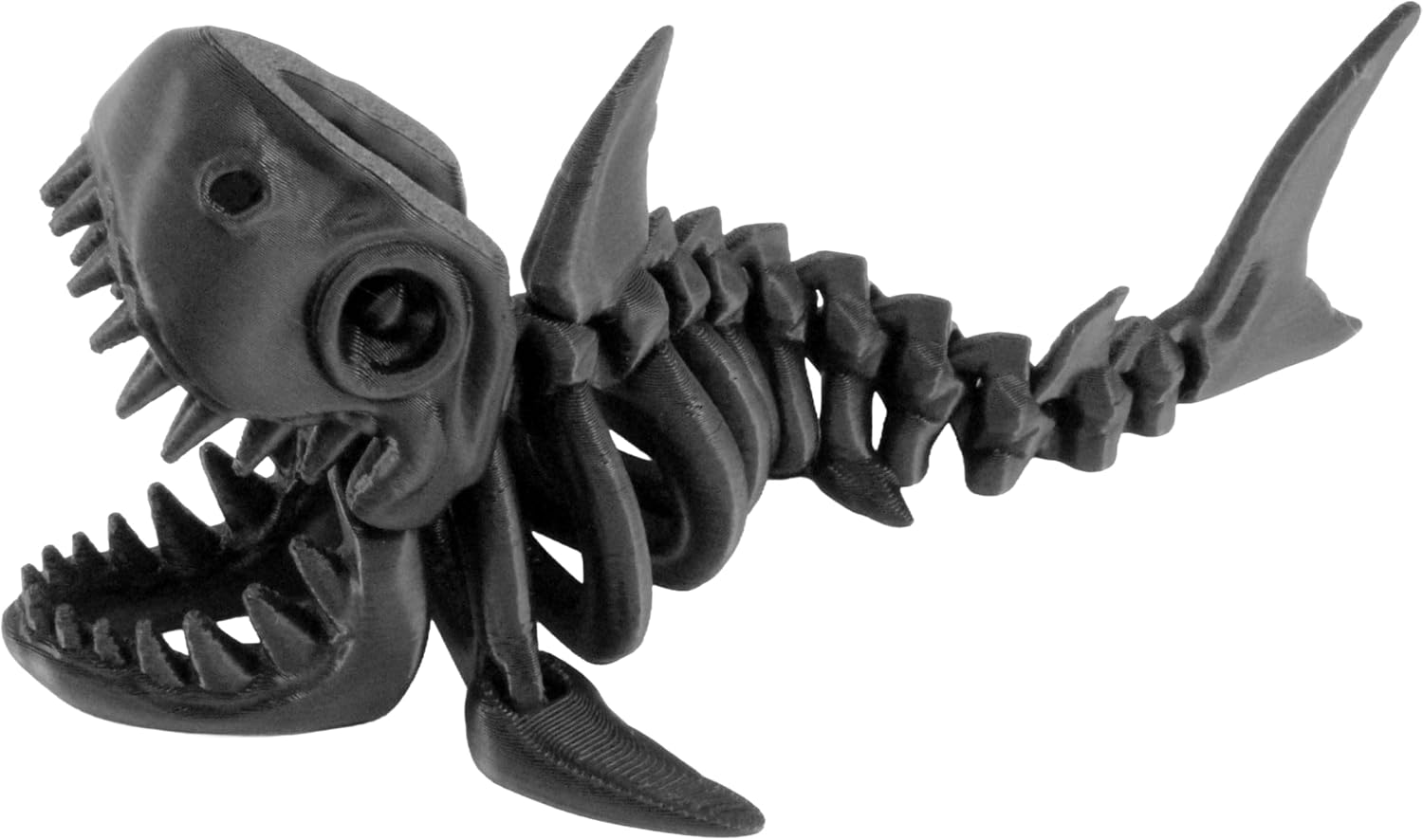 3D Printed Skeleton Megalodon, Prehistoric Collectible Articulating Dinosaur 3D Figurine Desk Décor Black by PowerTRC