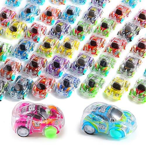 Front. DORLUKFU - 50 Pcs Mini Pull Back Cars Set, Pull Back Racing Vehicles for Kids Toddlers, Bulk Toys Party Favors Treasure Box,.