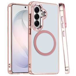 Equipd - Case for Galaxy S26 Plus (6.7"), MagSafe Compatible Acrylic Back w/ TPU Frame Transparent Slim Magnetic Protective Cover - Rose Gold