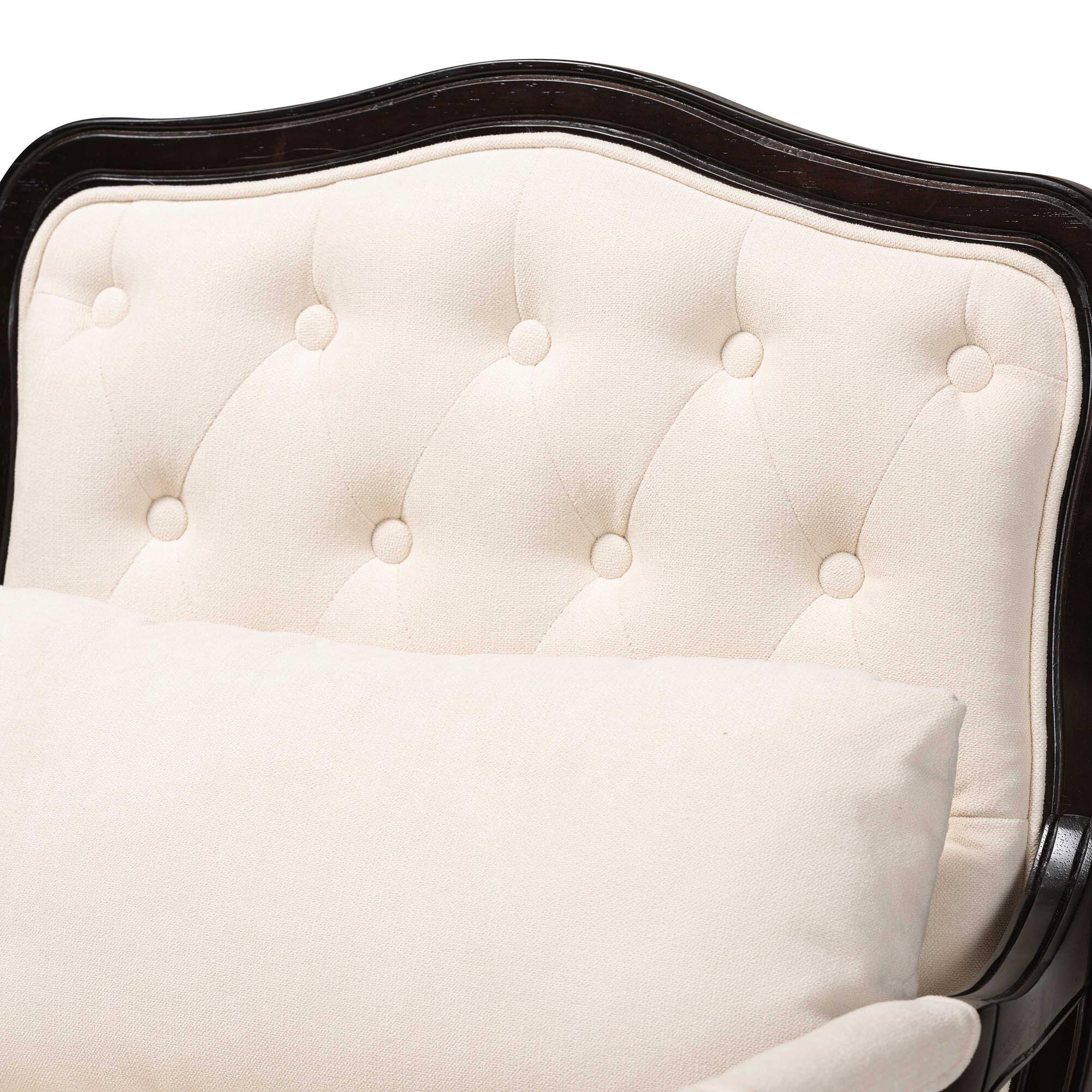 Alt View 1. Baxton Studio - Dion Traditional French Fabric and Wenge Finished Wood Accent Chair - Cream/Wenge Brown.