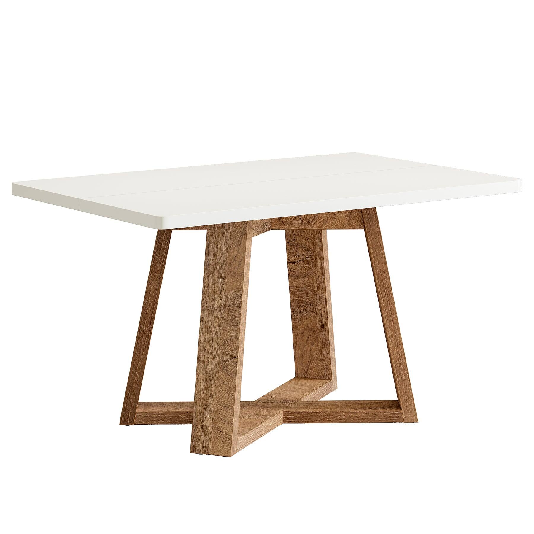 Alt View 5. Tribesigns - Modern Dining Table with Engineered Wood Construction and Wood Grain Finish for Kitchen and Living Room - White.