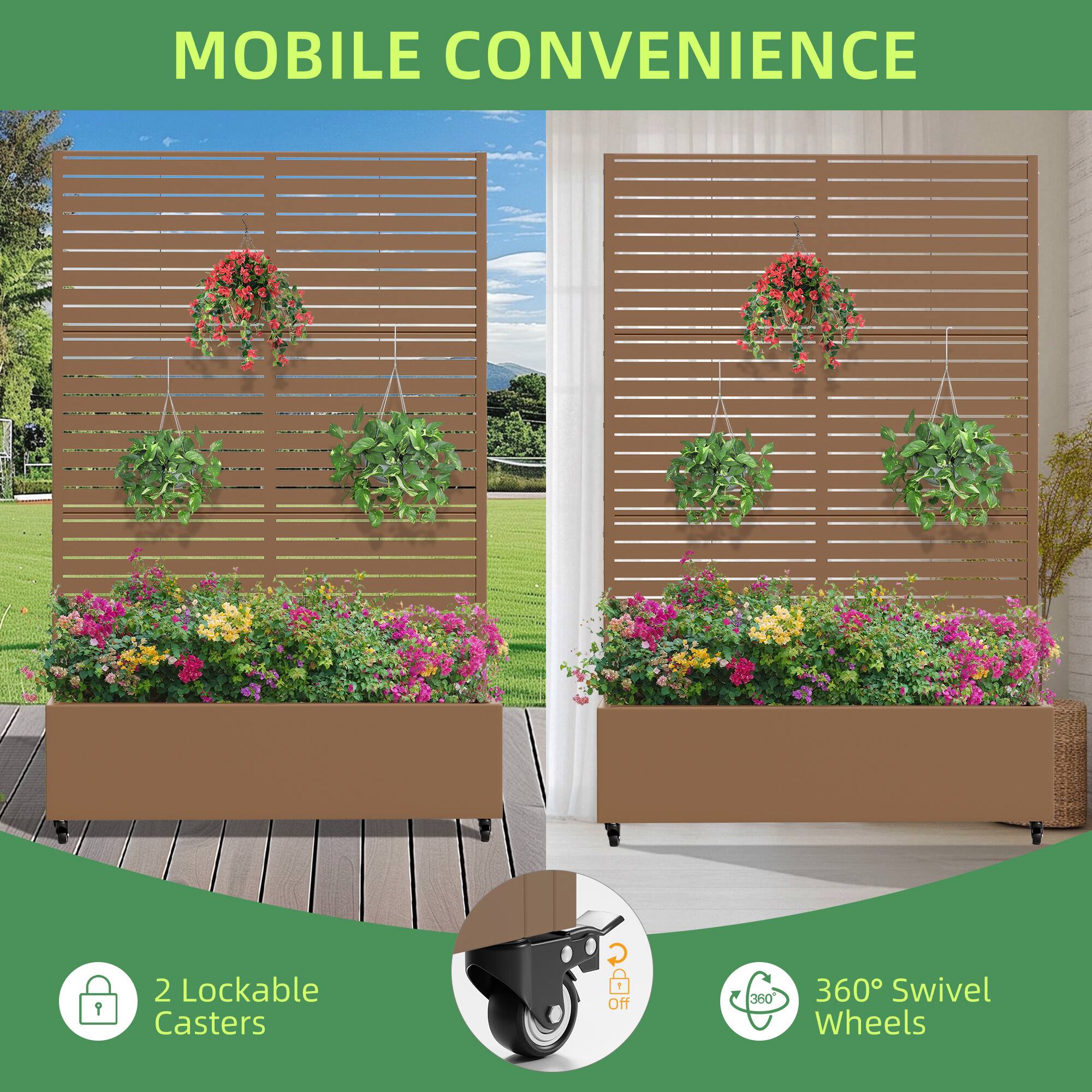 MOBILE CONVENIENCE

2 Lockable Casters

360° Swivel Wheels