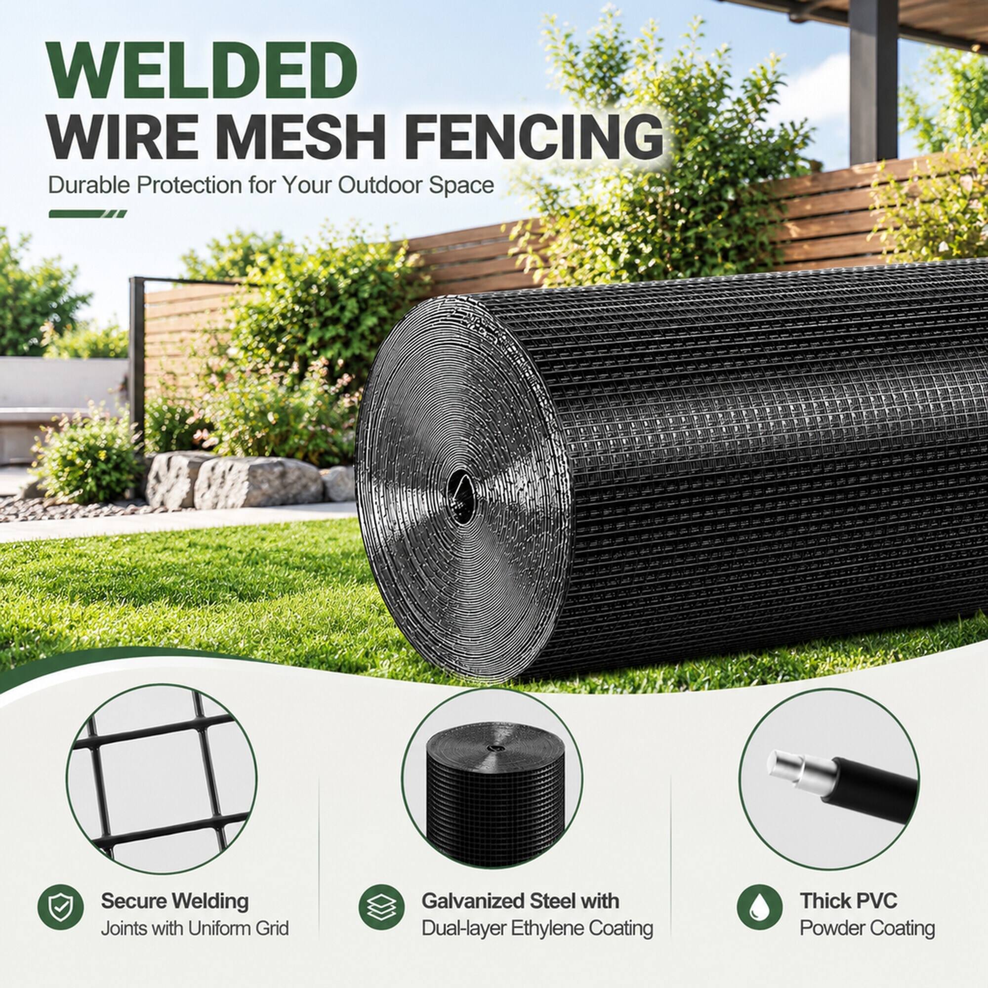 RYHNUYNE Galvanized Wire Mesh Roll, 24 in x 100 ft Hardware Cloth, 19 ...